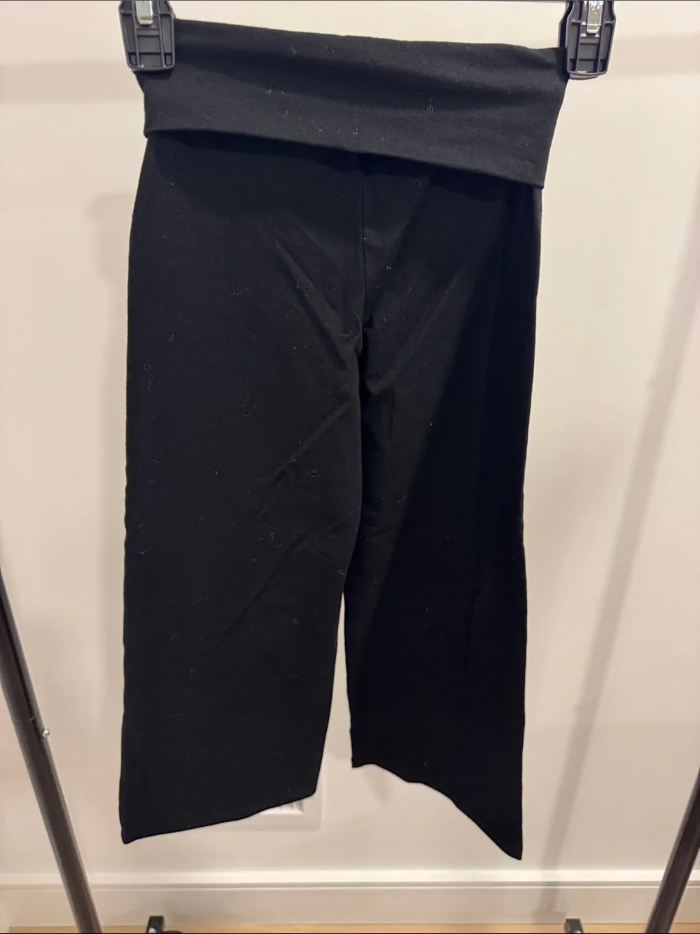 GAP Black Fold-Over Waist Wide-Leg Kids Leggings
